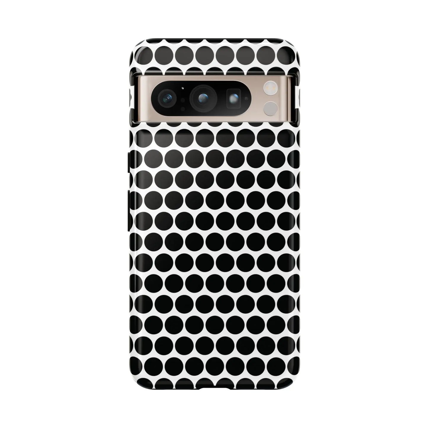 Back side of black white dot pattern tough phone case with sleek modern design for iphone samsung google