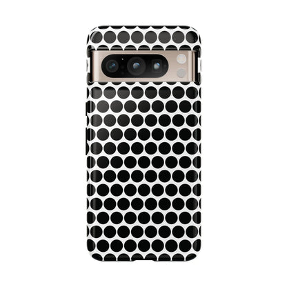 Back side of black white dot pattern tough phone case with sleek modern design for iphone samsung google
