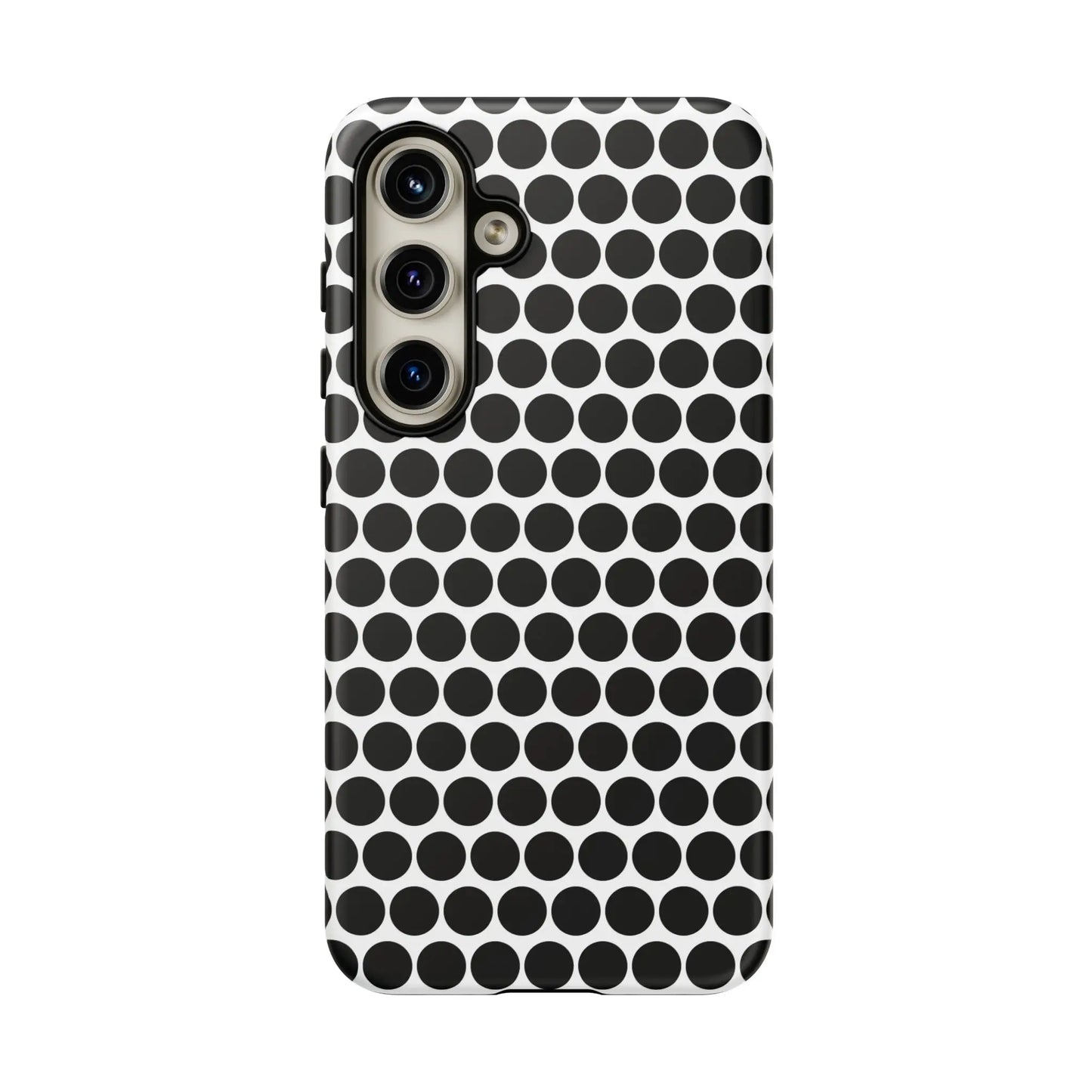 Back side of black white dot pattern tough phone case for iphone samsung google with sleek modern design