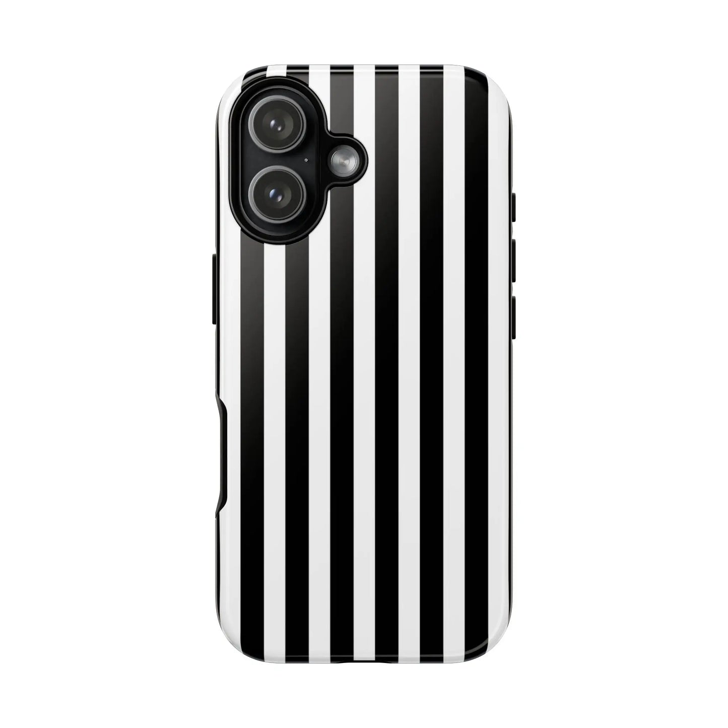 Black white horizontal stripe phone case cover with sleek modern design for iphone samsung galaxy s24 and google pixel back view