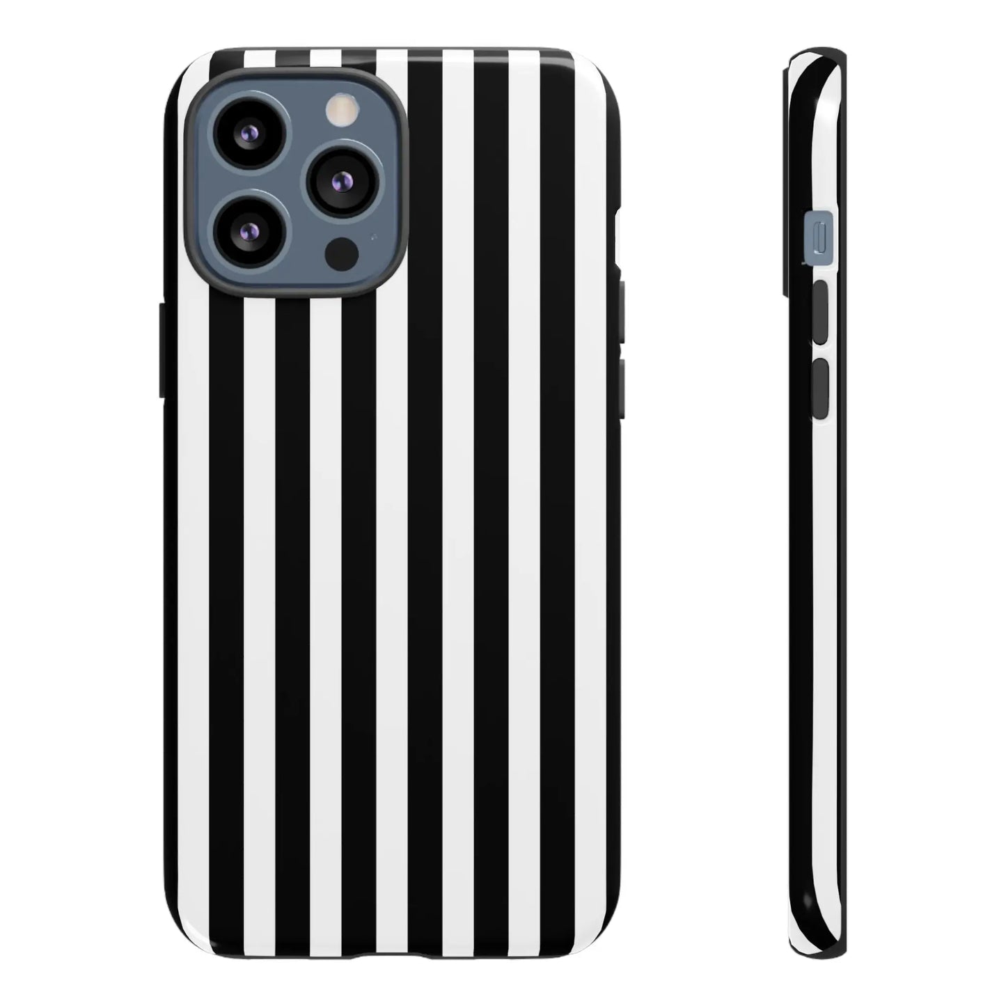 Black and white vertical stripe phone case cover for iphone samsung galaxy s24 and google pixel phones back side view