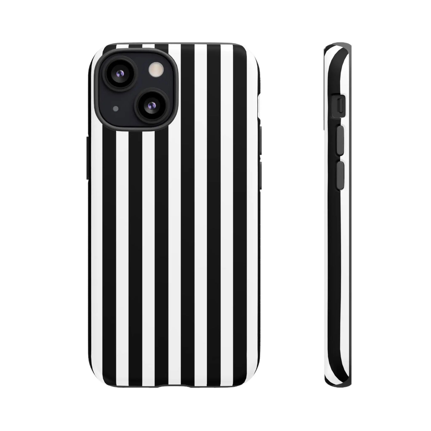 Black and white horizontal stripe phone case cover with a sleek modern design for iPhone Samsung Galaxy S24 and Google Pixel phones