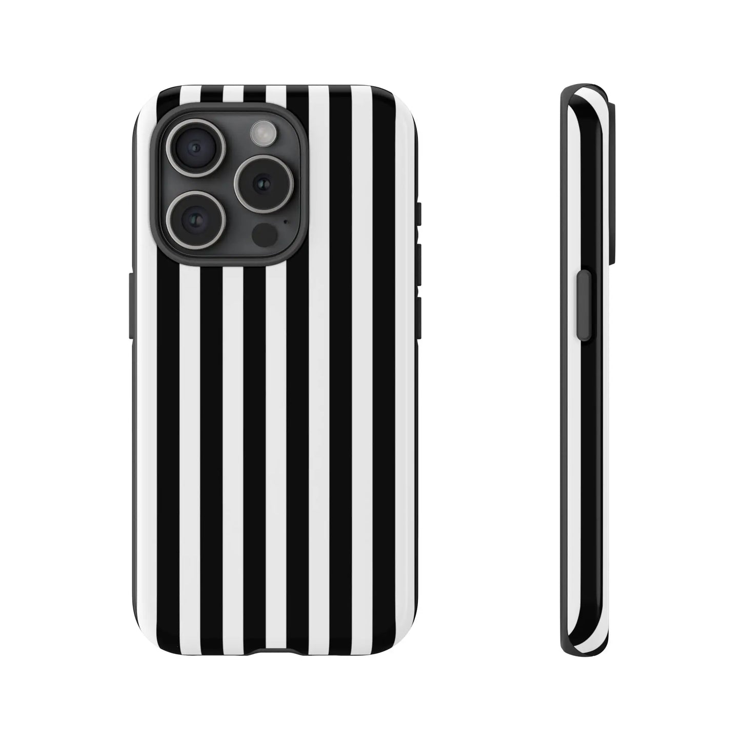 Back side of black and white horizontal stripe phone case cover with a sleek modern design for iphone samsung galaxy s24 and pixel