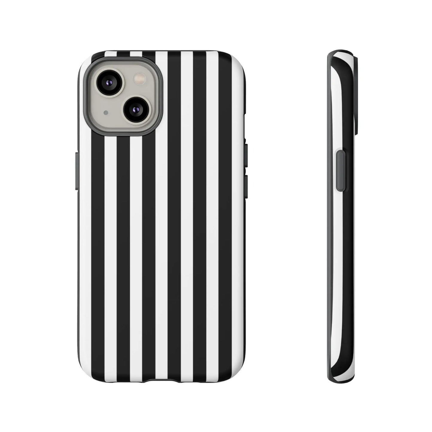 Black white horizontal stripe phone case cover showing back with sleek protective design for iphone samsung pixel phones