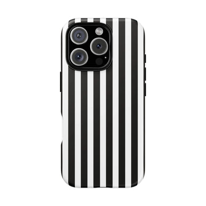 Black white horizontal stripe phone case cover with sleek modern design for iphone samsung galaxy s24 and google pixel back side