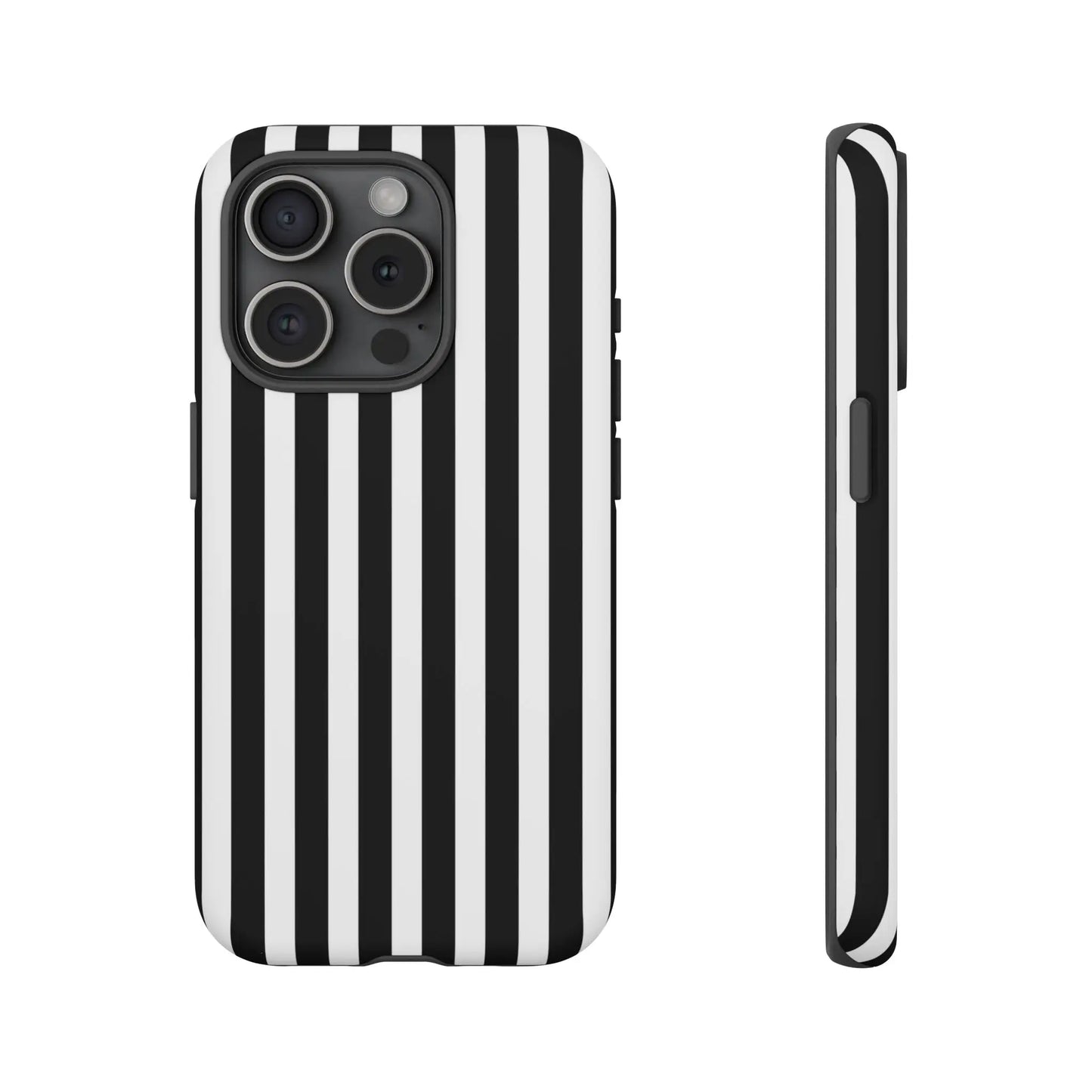 Black white horizontal stripe phone case cover for iphone samsung galaxy s24 and google pixel with sleek modern design back view