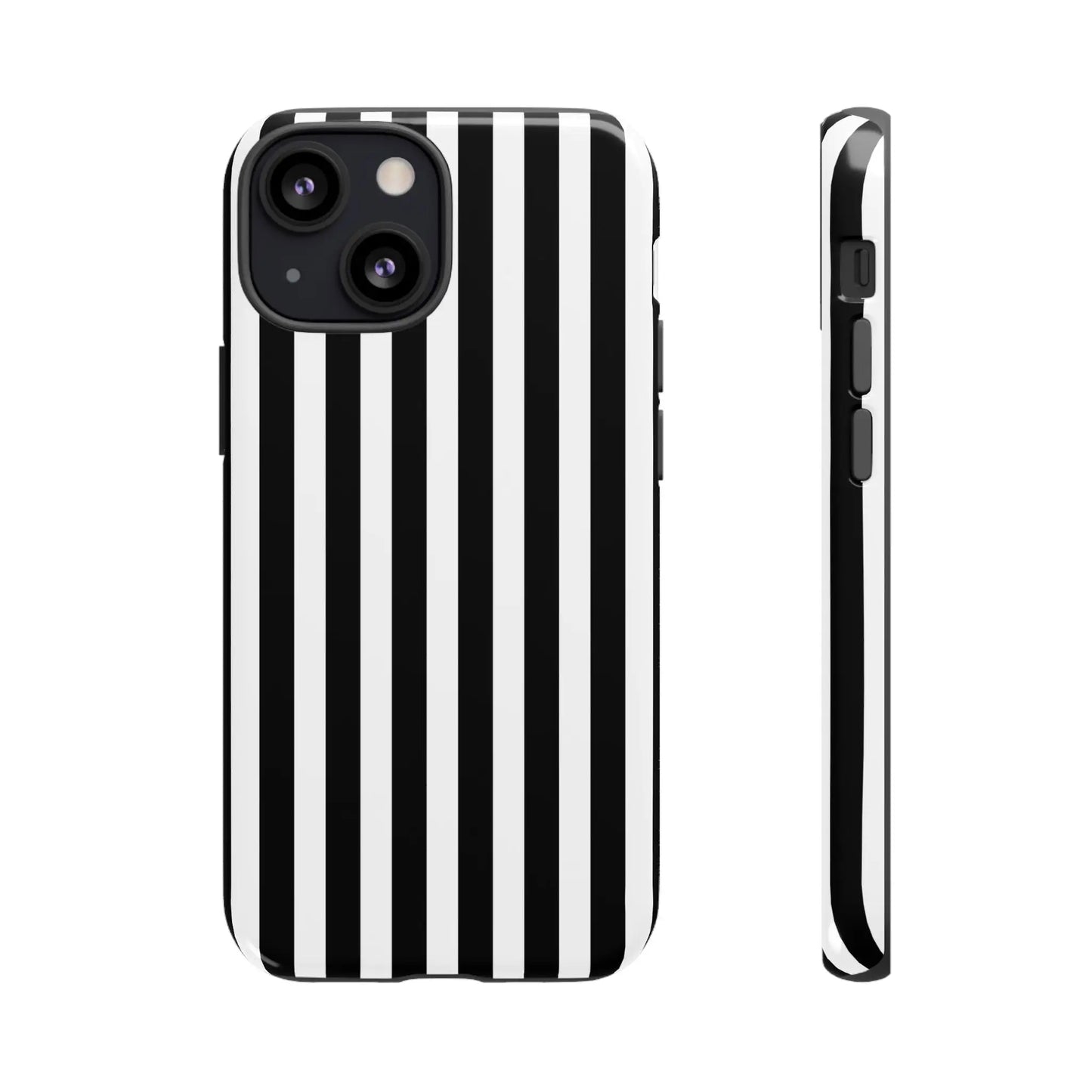 Black and white horizontal stripe phone case cover with sleek modern design for iphone samsung galaxy s24 and google pixel back side