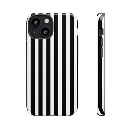 Black and white horizontal stripe phone case cover with sleek modern design for iphone samsung galaxy s24 and google pixel back side