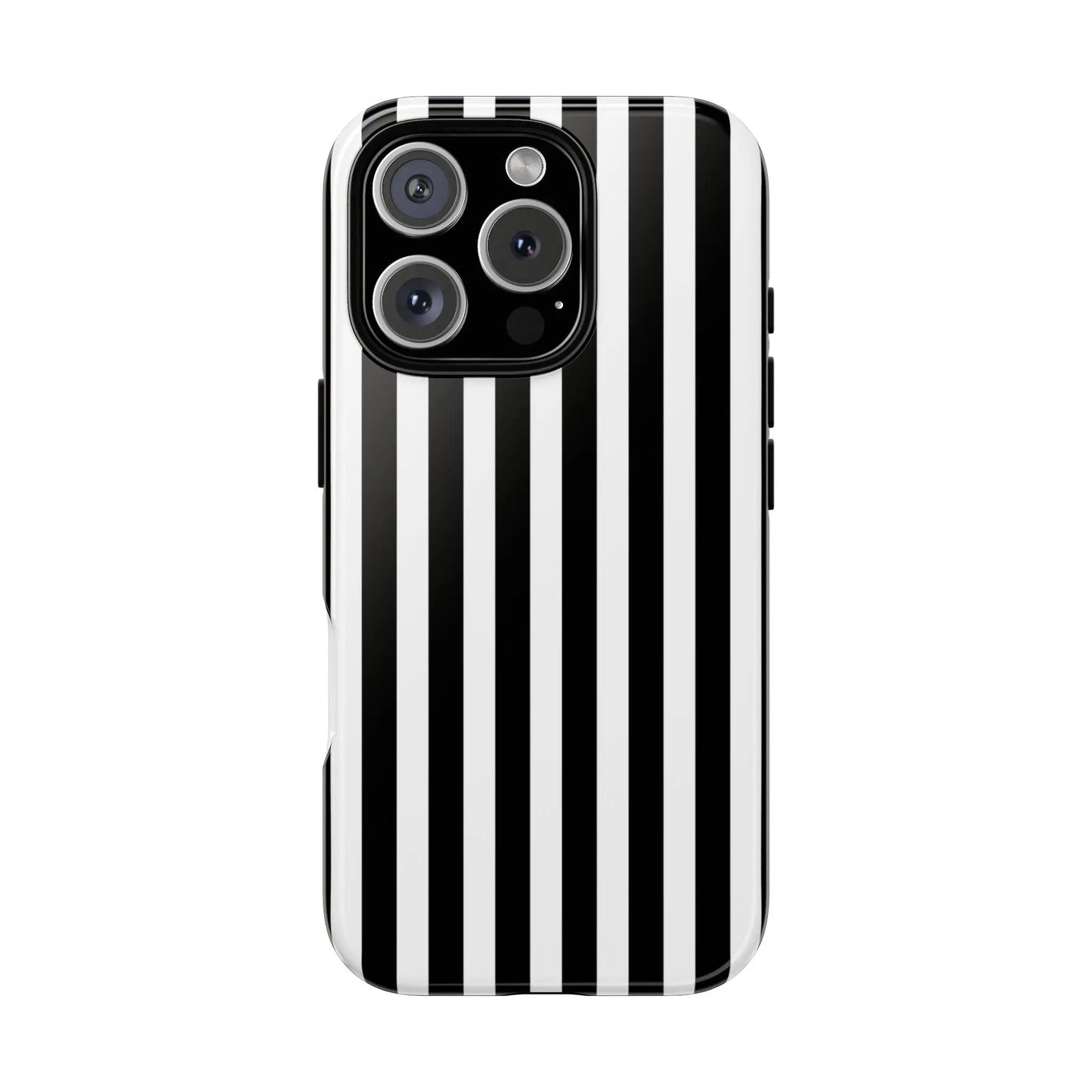 Black and white horizontal stripe phone case cover with sleek modern design for iphone samsung galaxy s24 and pixel phones back view