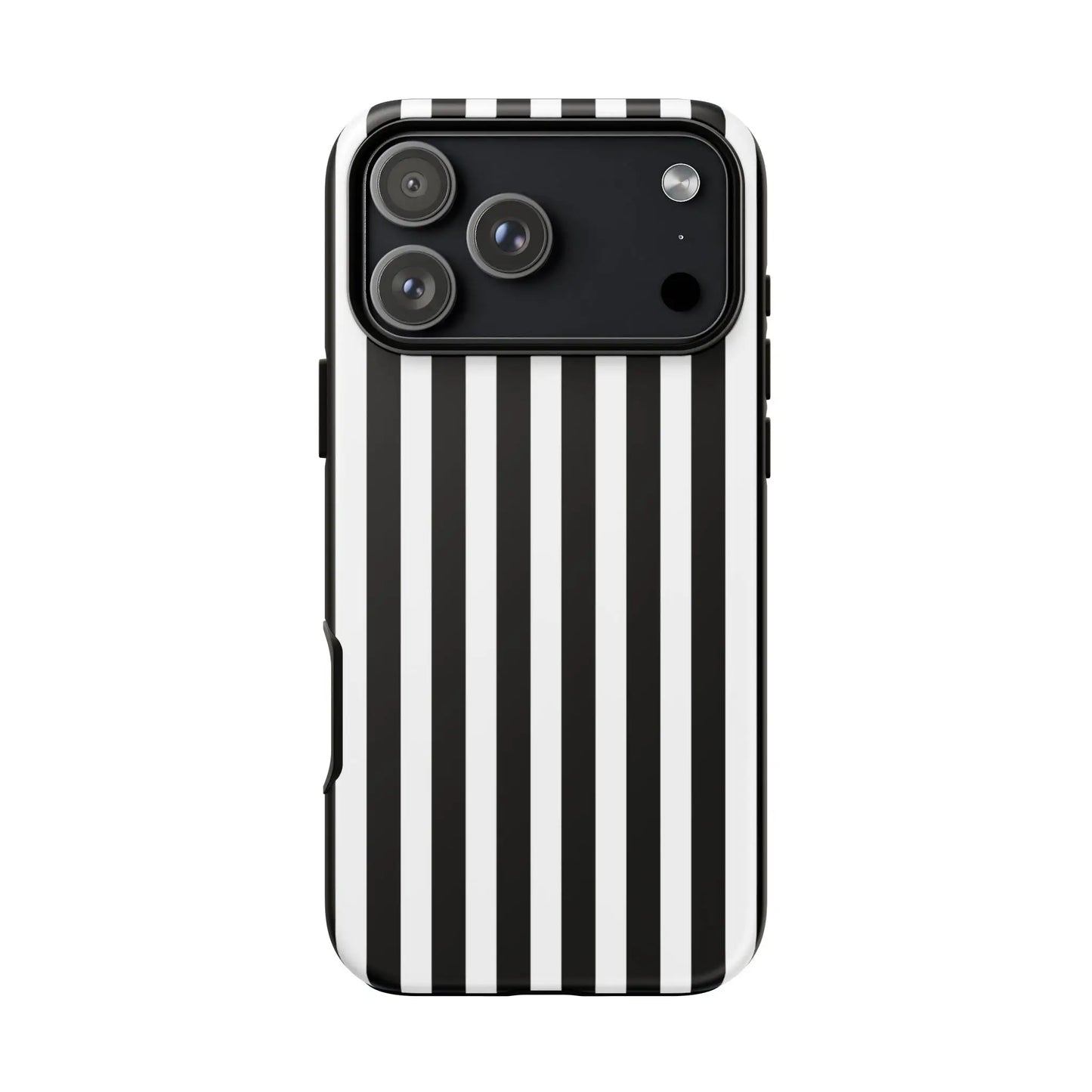 Black and white horizontal stripe phone case cover with sleek modern design showing back side for iPhone Samsung Galaxy and Pixel