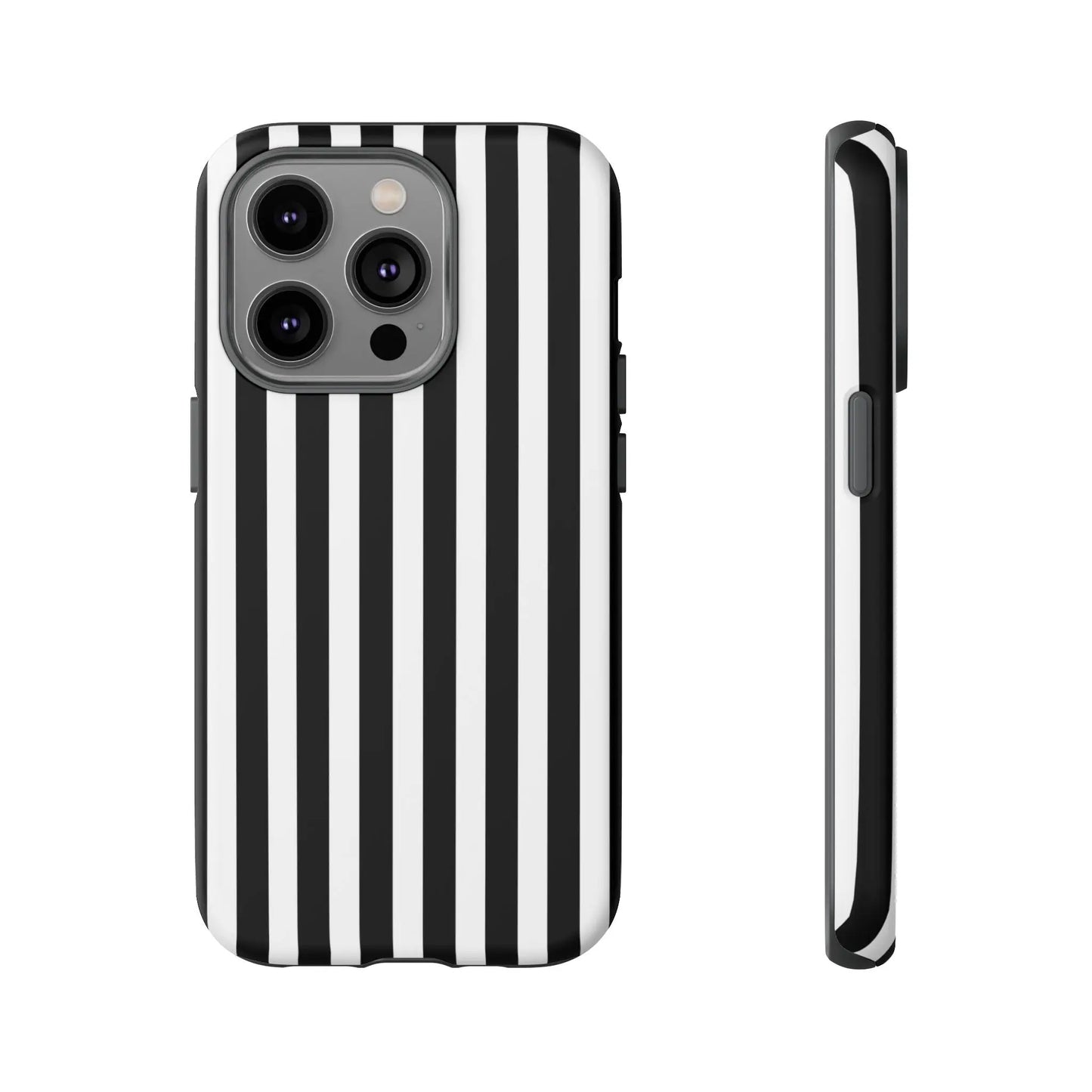 Black white horizontal stripe phone case cover showing back with sleek protective design for iphone samsung pixel