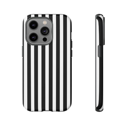Black white horizontal stripe phone case cover showing back with sleek protective design for iphone samsung pixel