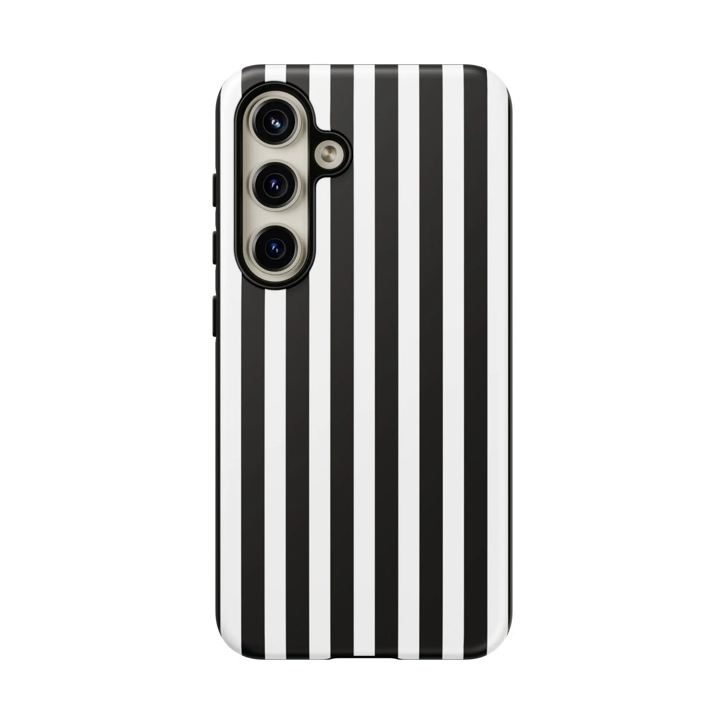 Black white horizontal stripe phone case cover with sleek modern design shown from the back for iPhone Samsung Galaxy pixel
