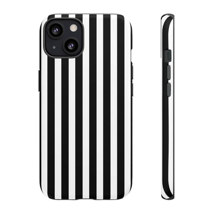 Black and white horizontal stripe phone case cover with sleek modern design for iphone samsung galaxy s24 and google pixel back side