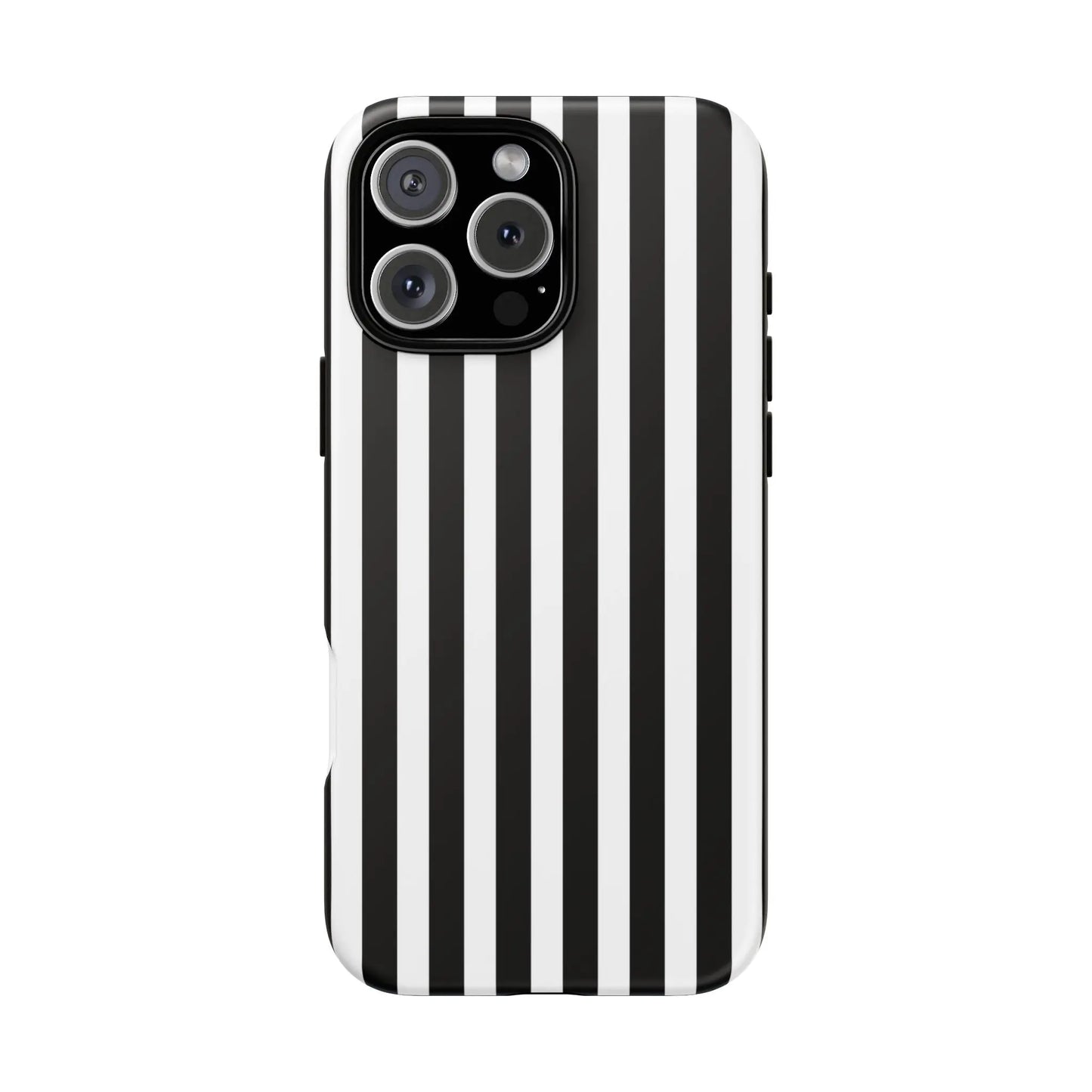 Black and white horizontal stripe phone case cover with sleek modern design shown from back for iphone samsung and google pixel