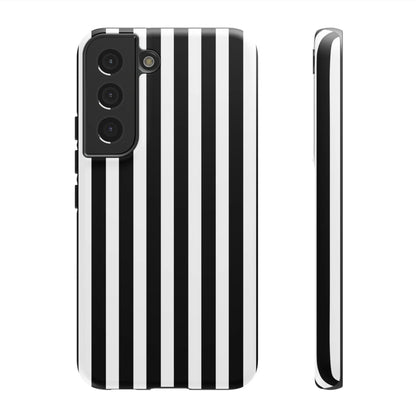 Black white horizontal stripe phone case cover for iphone samsung galaxy s24 and google pixel phones with sleek design