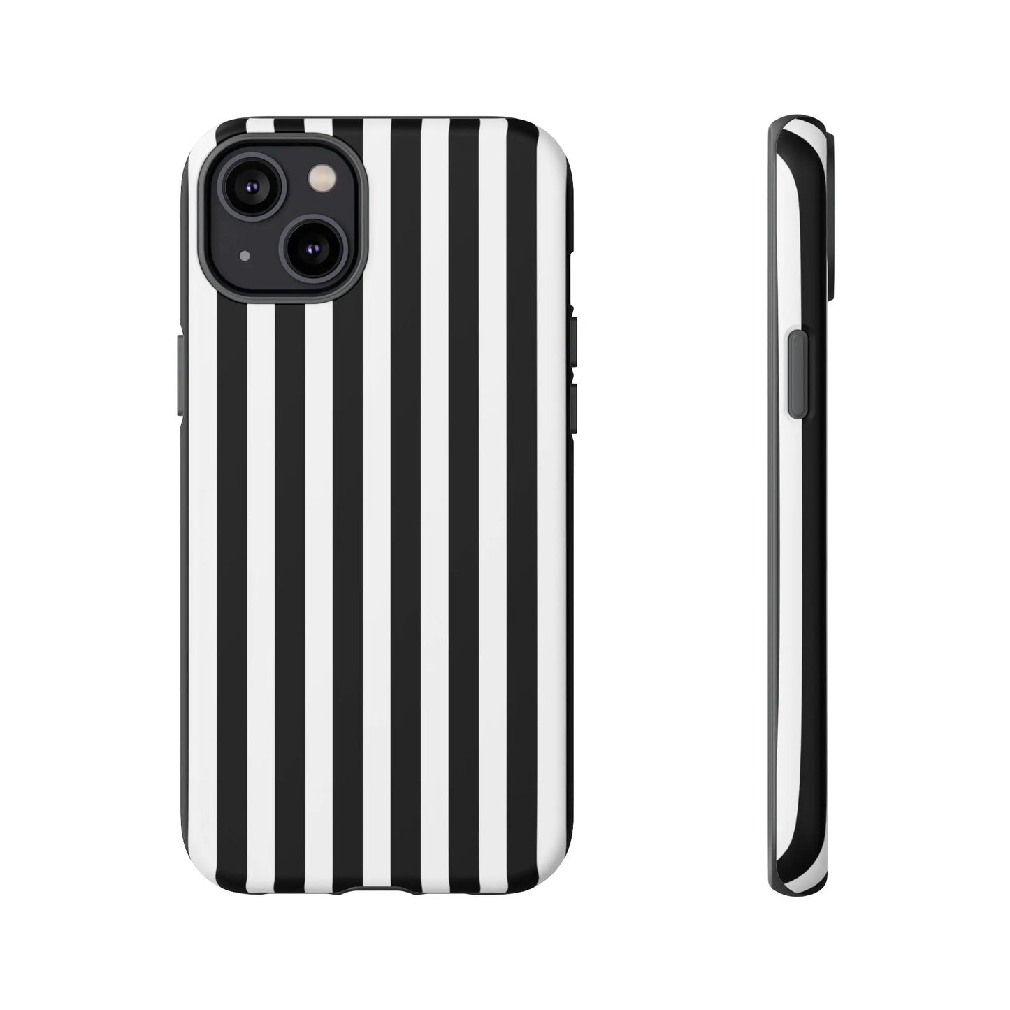 Black and white horizontal stripe phone case cover for iphone samsung galaxy s24 and google pixel phones back view