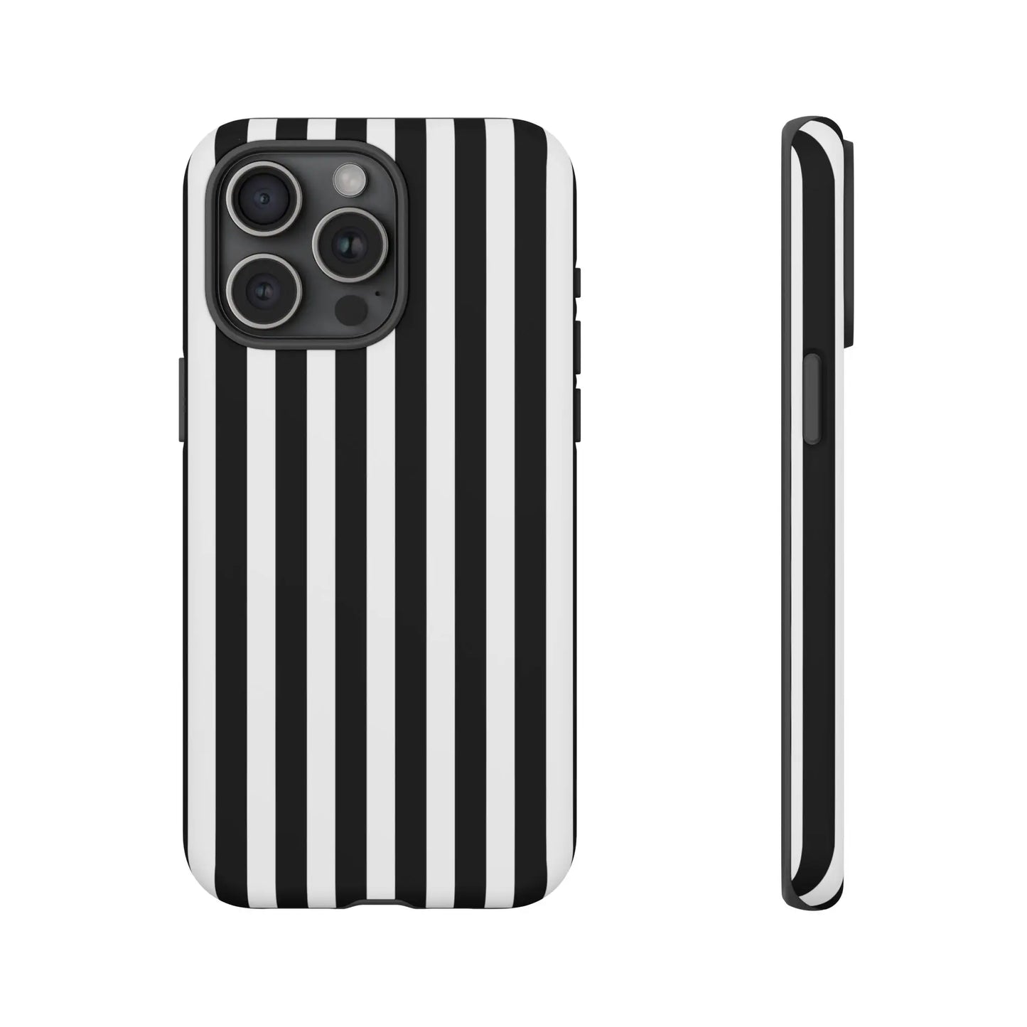 Black and white vertical stripe phone case cover showing the back side for iphone samsung galaxy s24 and google pixel phones