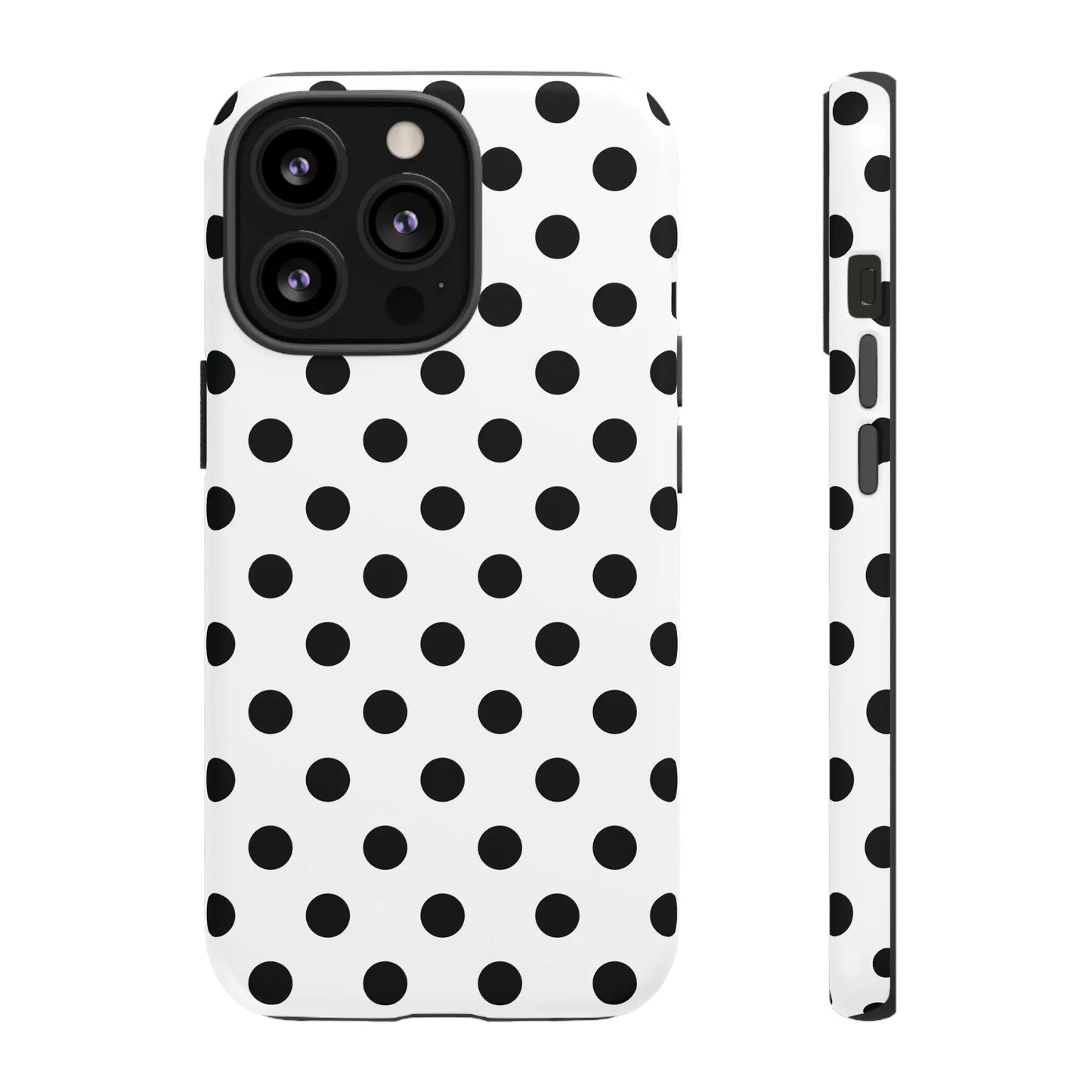 Black White Polka Dot Phone Case Cover. Phone accessories. - iPhone 13 Pro / Matte - Mobile Phone Cases