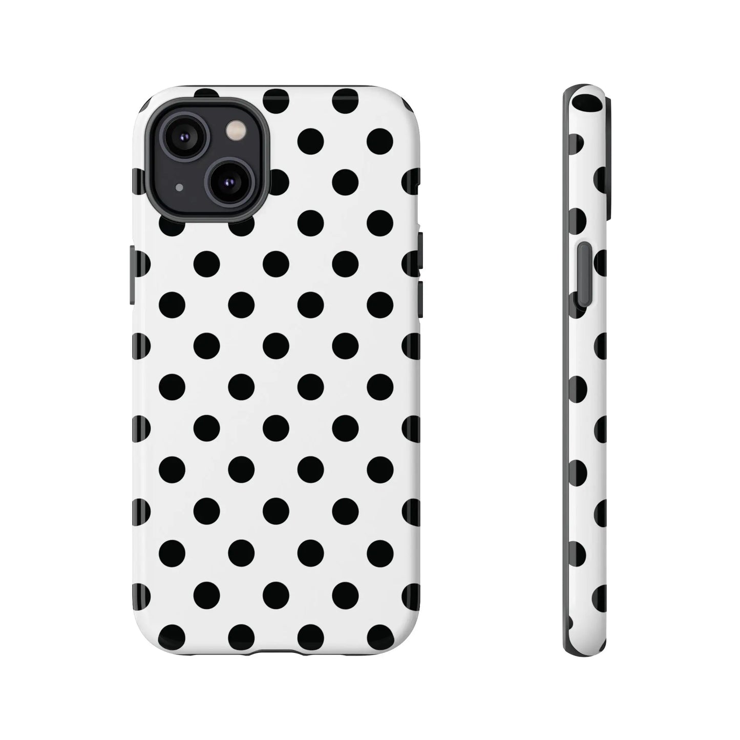 Black White Polka Dot Phone Case Cover. Phone accessories. - iPhone 14 Plus / Glossy - Mobile Phone Cases