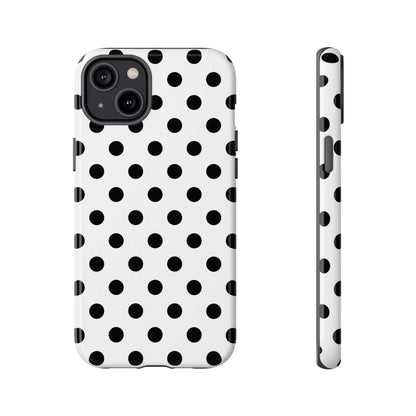 Black White Polka Dot Phone Case Cover. Phone accessories. - iPhone 14 Plus / Glossy - Mobile Phone Cases