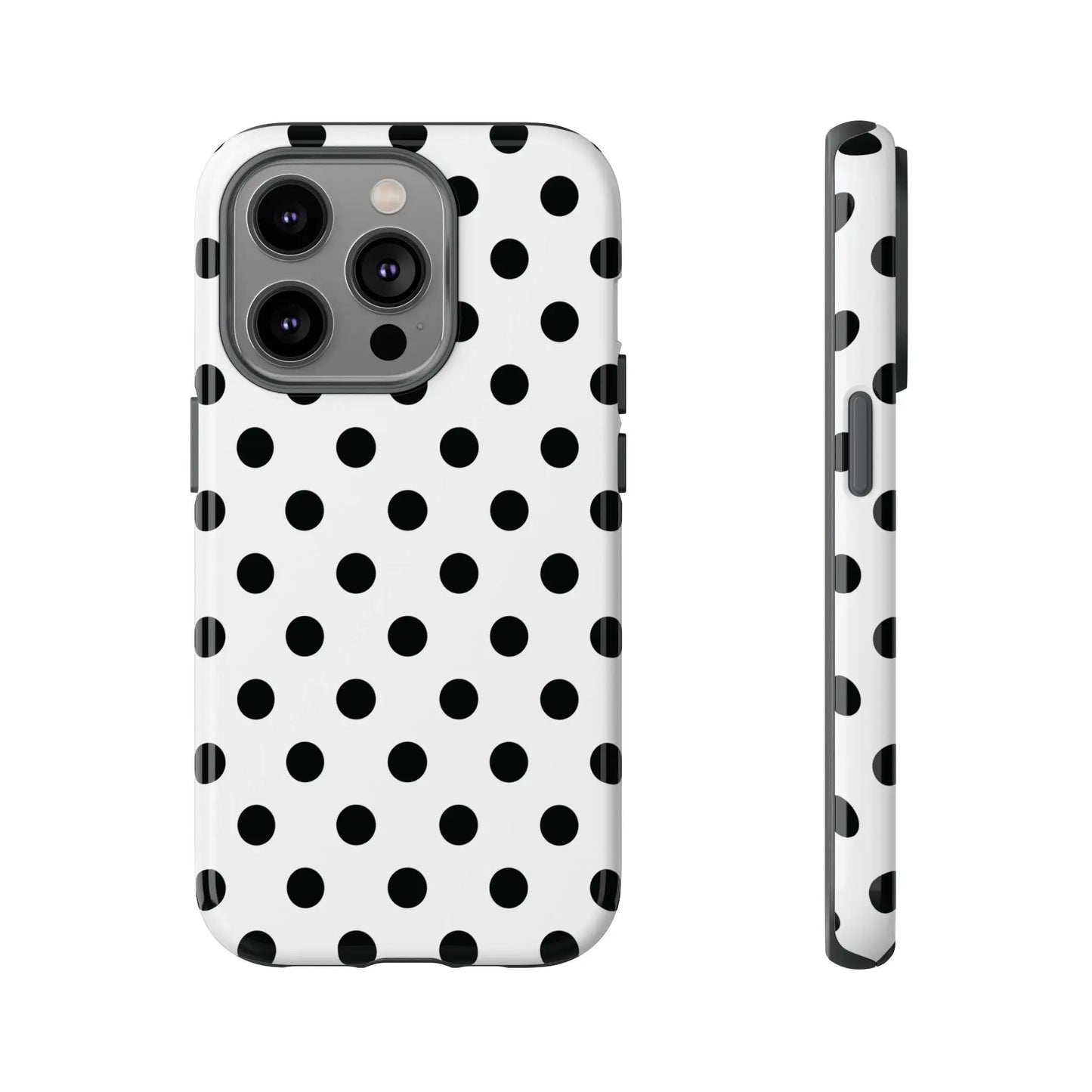 Black White Polka Dot Phone Case Cover. Phone accessories. - iPhone 14 Pro / Glossy - Mobile Phone Cases