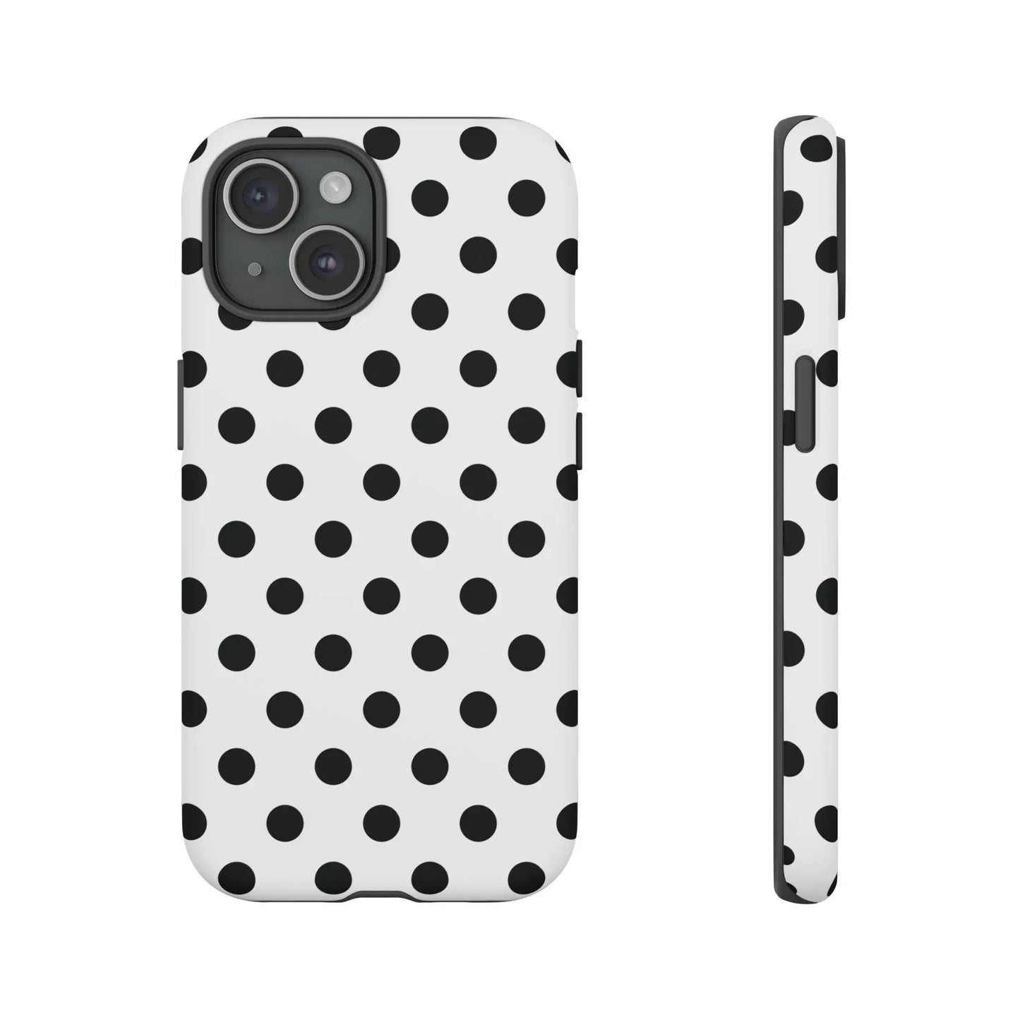 Black White Polka Dot Phone Case Cover. Phone accessories. - iPhone 15 / Matte - Mobile Phone Cases