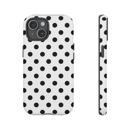 Black White Polka Dot Phone Case Cover. Phone accessories. - iPhone 15 / Matte - Mobile Phone Cases