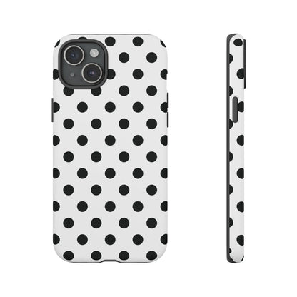 Black White Polka Dot Phone Case Cover. Phone accessories. - iPhone 15 Plus / Matte - Mobile Phone Cases