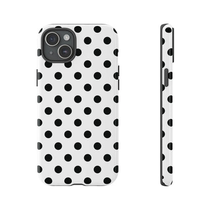 Black White Polka Dot Phone Case Cover. Phone accessories. - iPhone 15 Plus / Glossy - Mobile Phone Cases