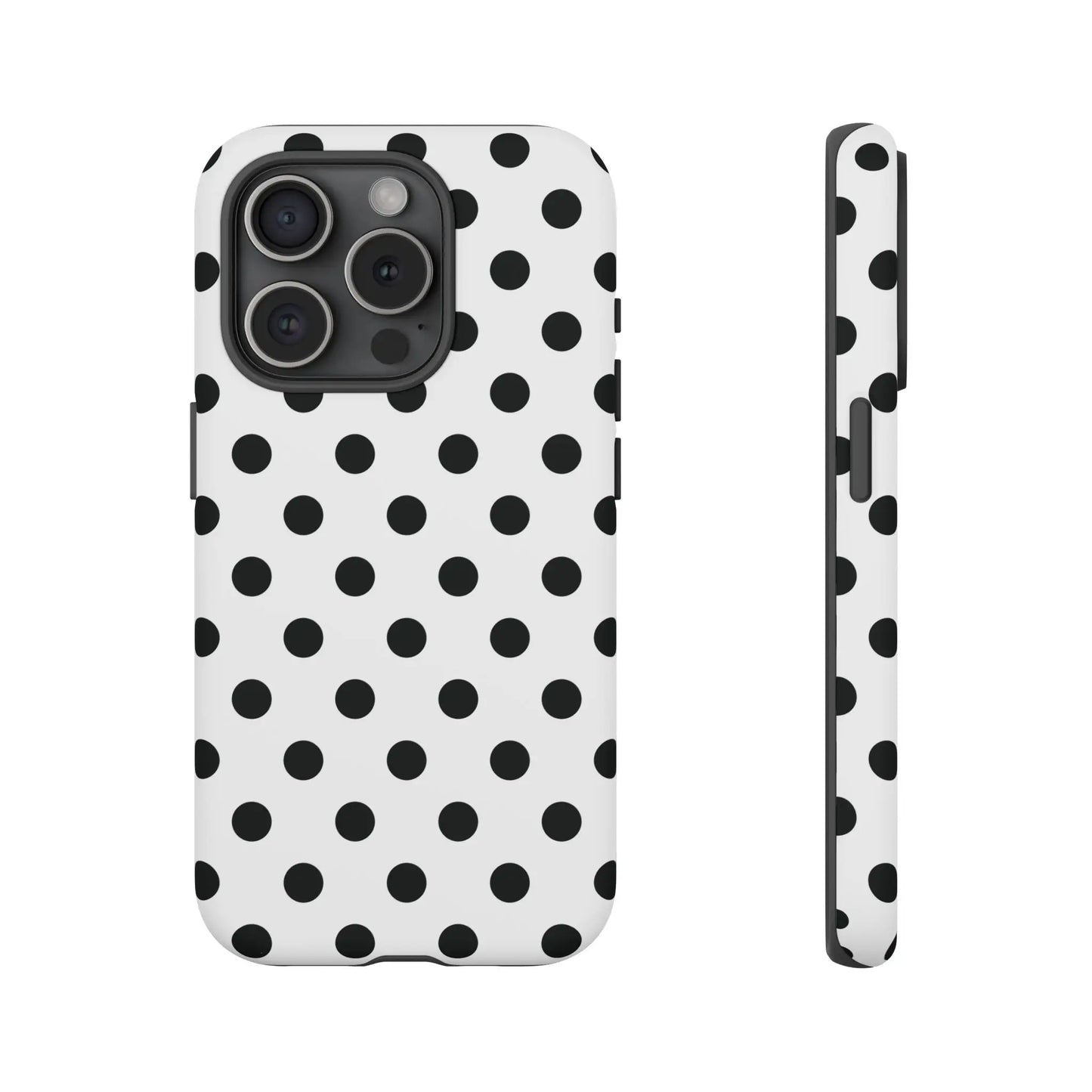 Black White Polka Dot Phone Case Cover. Phone accessories. - iPhone 15 Pro / Matte - Mobile Phone Cases