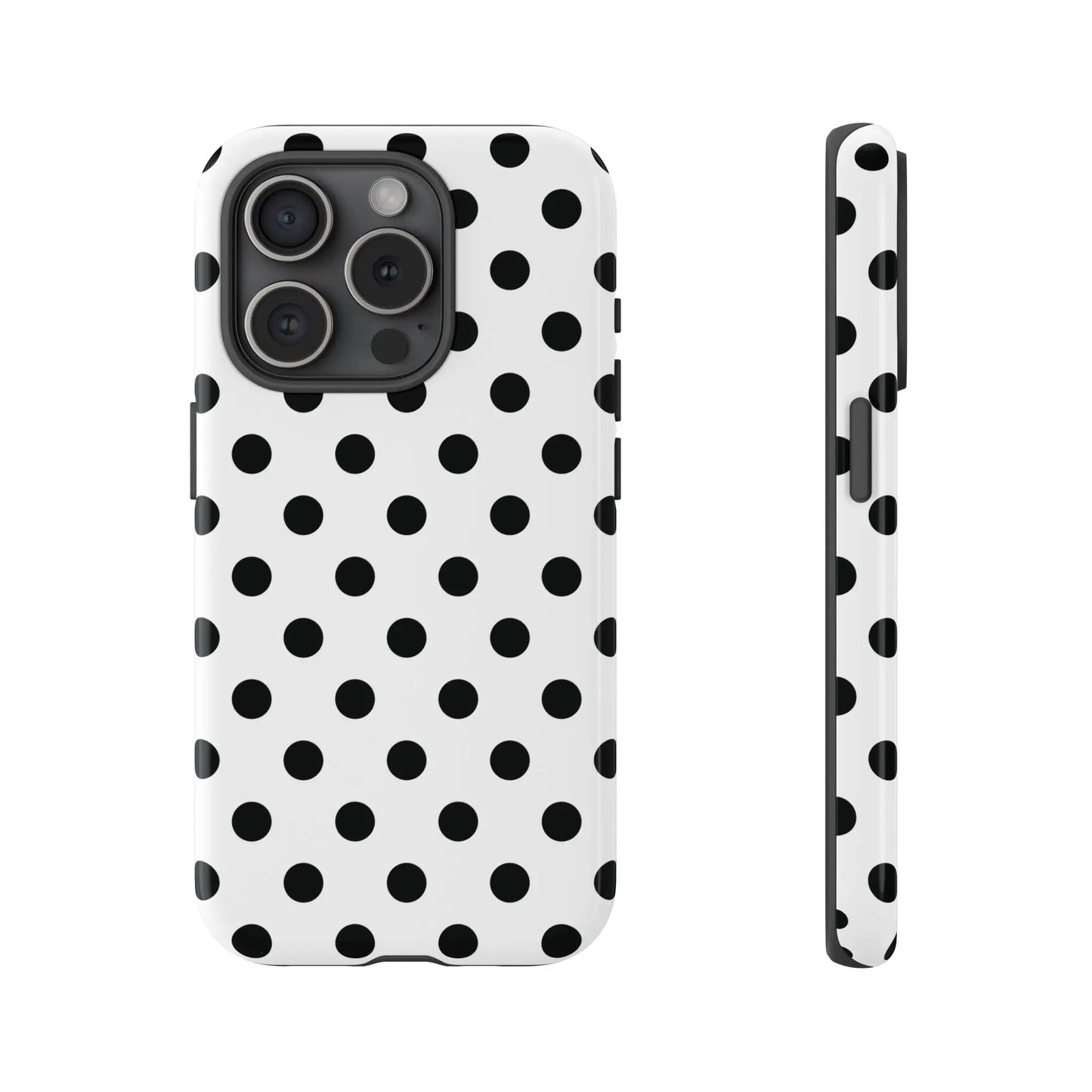 Black White Polka Dot Phone Case Cover. Phone accessories. - iPhone 15 Pro / Glossy - Mobile Phone Cases
