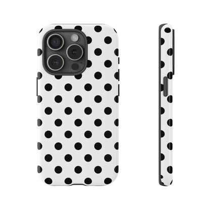 Black White Polka Dot Phone Case Cover. Phone accessories. - iPhone 15 Pro / Glossy - Mobile Phone Cases