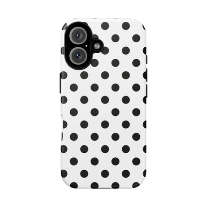 Black White Polka Dot Phone Case Cover. Phone accessories. - iPhone 16 / Matte - Mobile Phone Cases