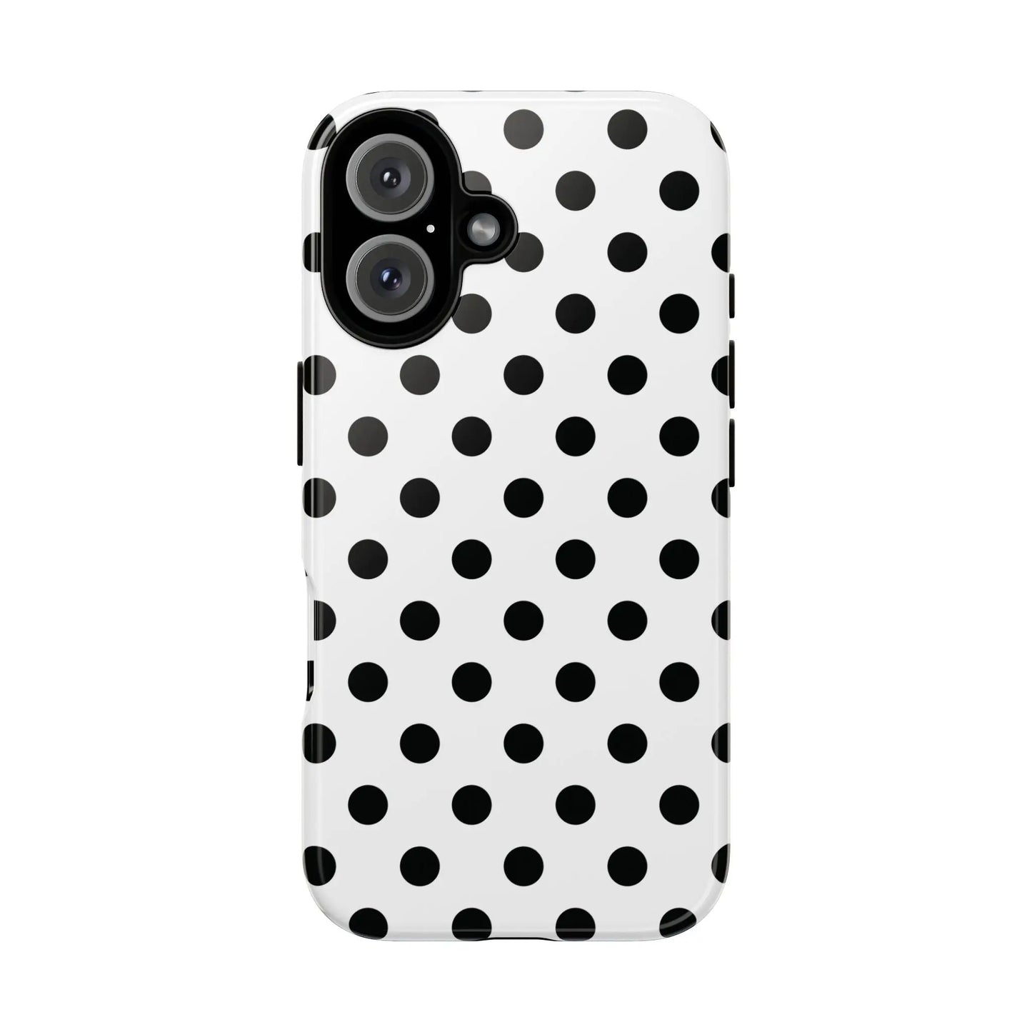 Black White Polka Dot Phone Case Cover. Phone accessories. - iPhone 16 / Glossy - Mobile Phone Cases