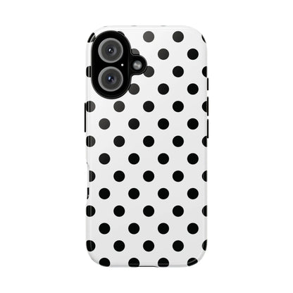 Black White Polka Dot Phone Case Cover. Phone accessories. - iPhone 16 / Glossy - Mobile Phone Cases