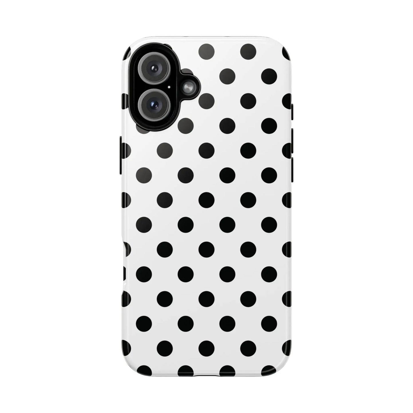 Black White Polka Dot Phone Case Cover. Phone accessories. - iPhone 16 Plus / Glossy - Mobile Phone Cases