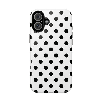 Black White Polka Dot Phone Case Cover. Phone accessories. - iPhone 16 Plus / Glossy - Mobile Phone Cases