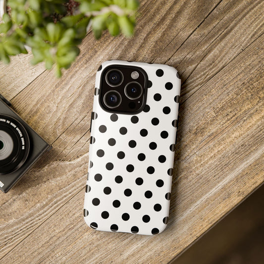 Black White Polka Dot Phone Case Cover. Phone accessories. - iPhone 16 Pro / Glossy - Mobile Phone Cases