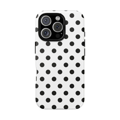 Black White Polka Dot Phone Case Cover. Phone accessories. - iPhone 16 Pro / Matte - Mobile Phone Cases