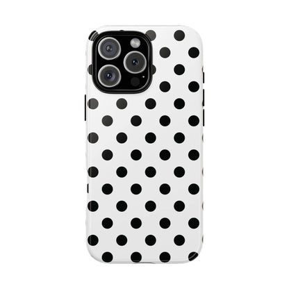 Black White Polka Dot Phone Case Cover. Phone accessories. - iPhone 16 Pro Max / Glossy - Mobile Phone Cases