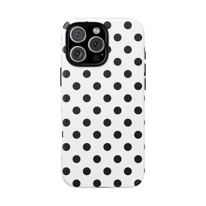 Black White Polka Dot Phone Case Cover. Phone accessories. - iPhone 16 Pro Max / Matte - Mobile Phone Cases