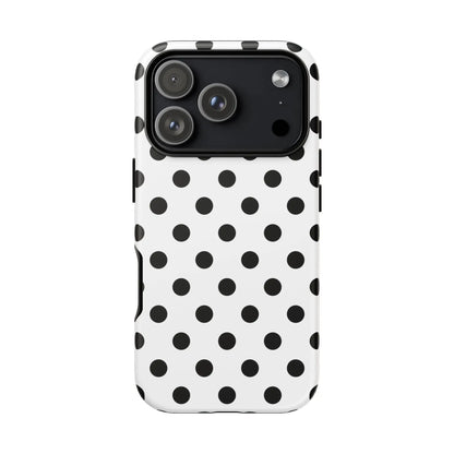 Black White Polka Dot Phone Case Cover. Phone accessories. - iPhone 17 Pro / Matte - Mobile Phone Cases