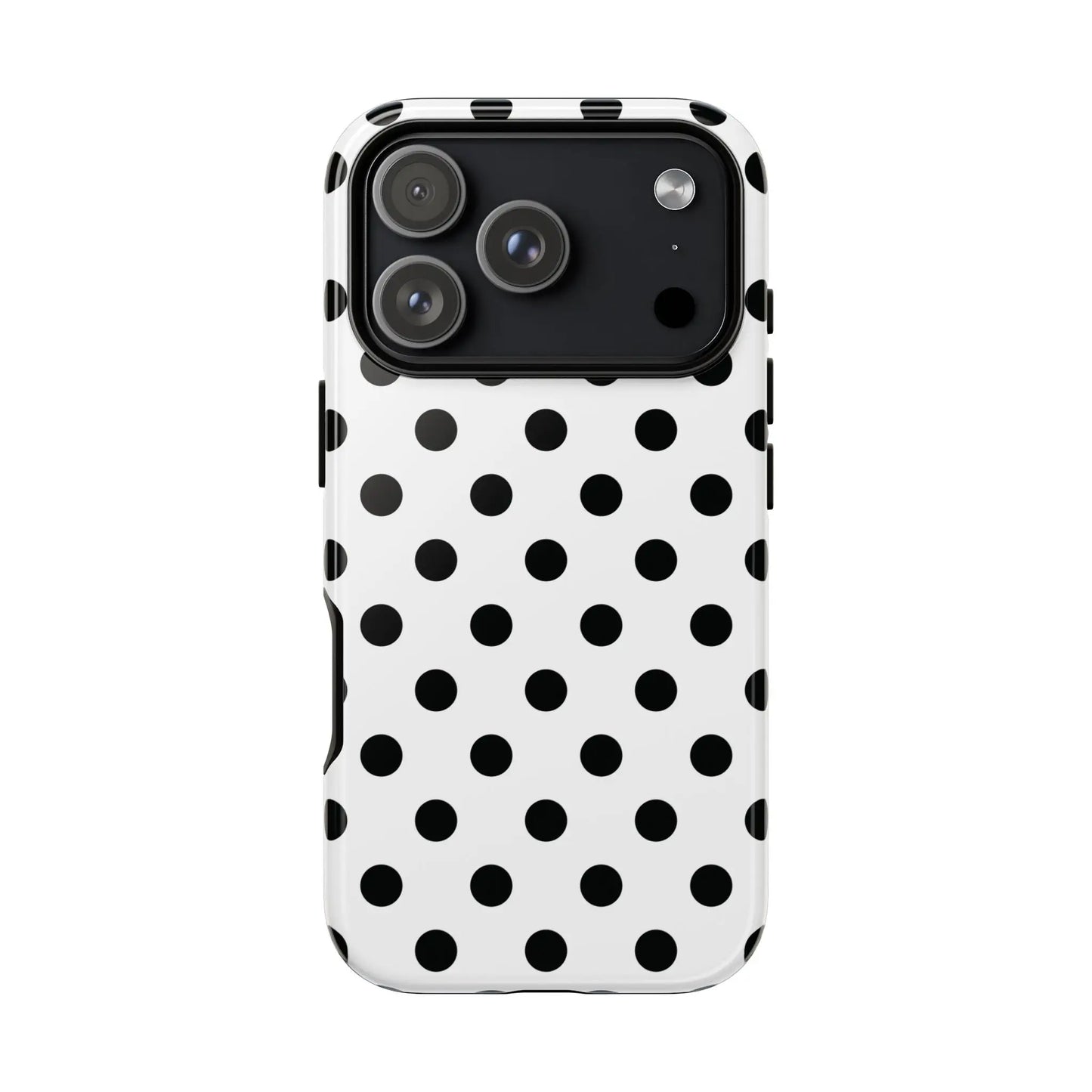 Black White Polka Dot Phone Case Cover. Phone accessories. - iPhone 17 Pro / Glossy - Mobile Phone Cases