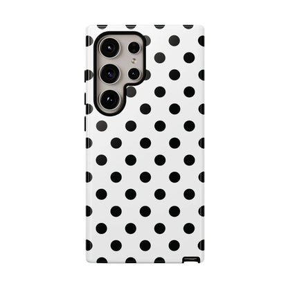 Black White Polka Dot Phone Case Cover. Phone accessories. - Samsung Galaxy S24 Ultra / Glossy - Mobile Phone Cases