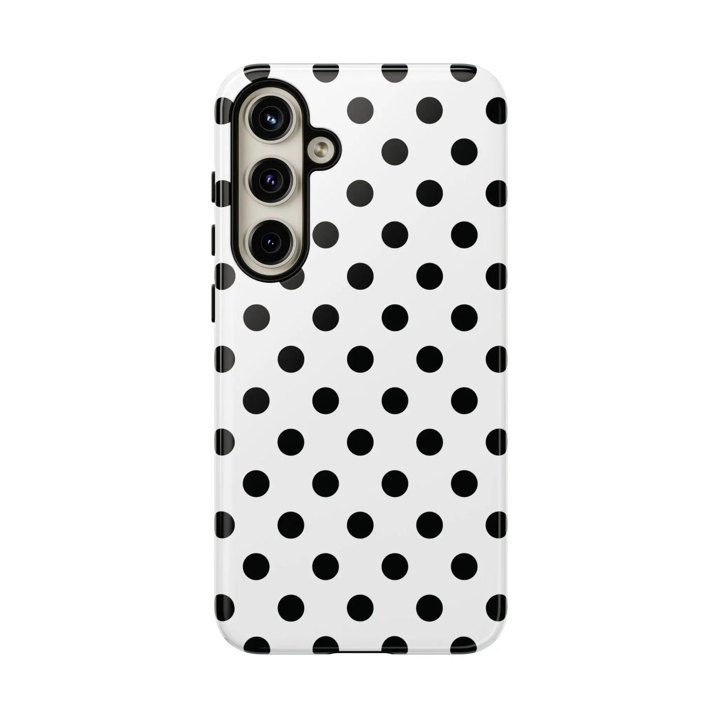 Black White Polka Dot Phone Case Cover. Phone accessories. - Samsung Galaxy S24 Plus / Glossy - Mobile Phone Cases