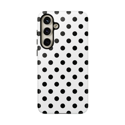 Black White Polka Dot Phone Case Cover. Phone accessories. - Samsung Galaxy S24 Plus / Glossy - Mobile Phone Cases
