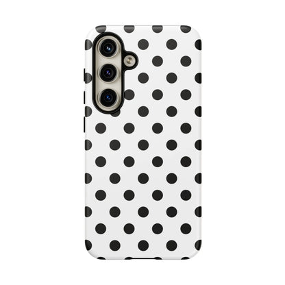 Black White Polka Dot Phone Case Cover. Phone accessories. - Samsung Galaxy S24 / Matte - Mobile Phone Cases