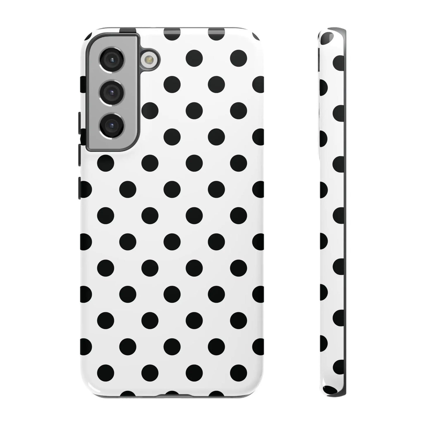 Black White Polka Dot Phone Case Cover. Phone accessories. - Samsung Galaxy S22 Plus / Glossy - Mobile Phone Cases