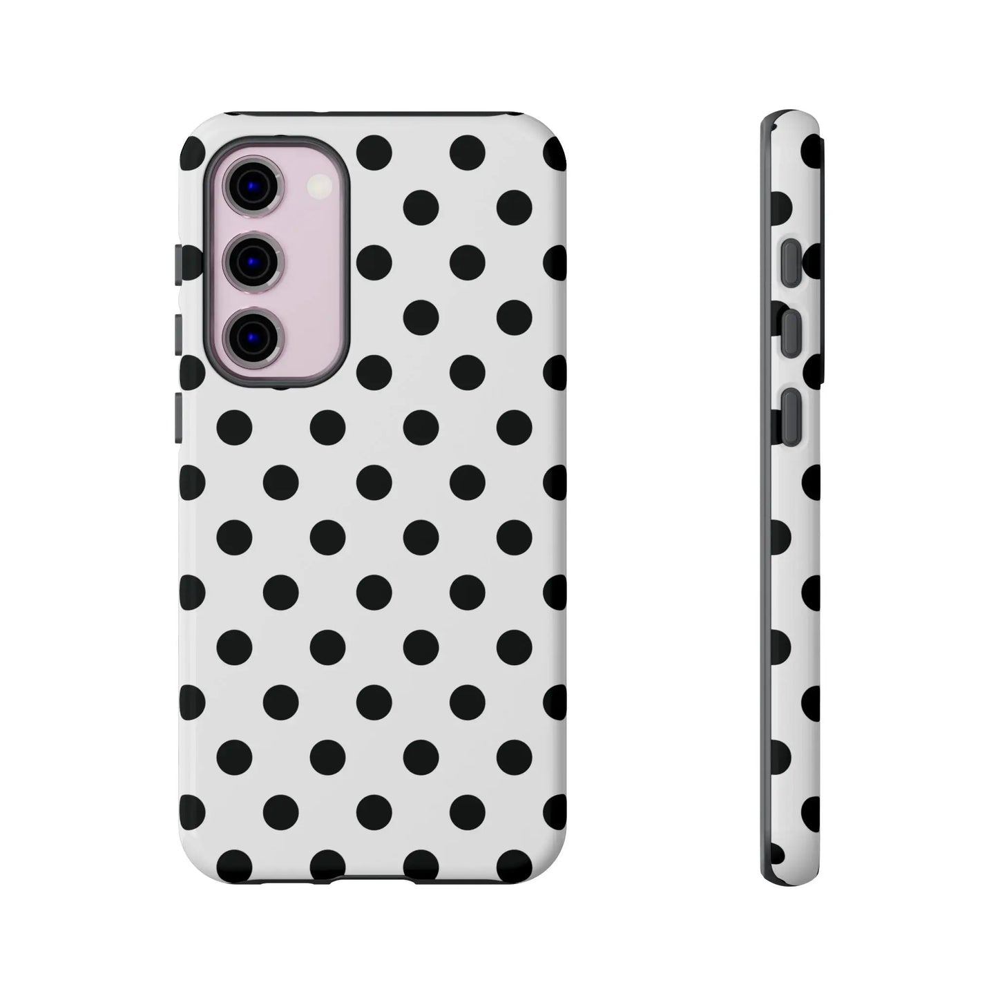 Black White Polka Dot Phone Case Cover. Phone accessories. - Samsung Galaxy S23 Plus / Glossy - Mobile Phone Cases